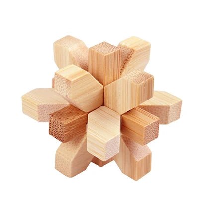 Wooden Kong Ming Lock Puzzle – 3D IQ Brain Teaser for Adults 1384 - The Puzzle Mind