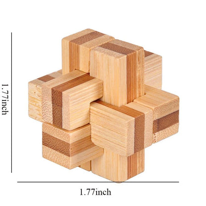 Wooden Kong Ming Lock Puzzle – 3D IQ Brain Teaser for Adults 1384 - The Puzzle Mind