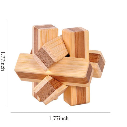 Wooden Kong Ming Lock Puzzle – 3D IQ Brain Teaser for Adults 1384 - The Puzzle Mind