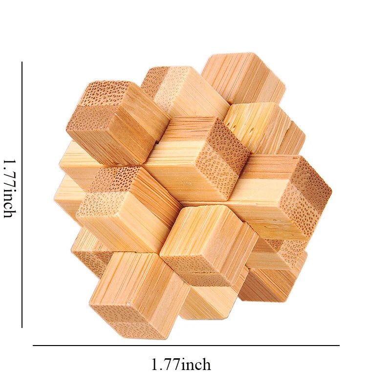 Wooden Kong Ming Lock Puzzle – 3D IQ Brain Teaser for Adults 1384 - The Puzzle Mind