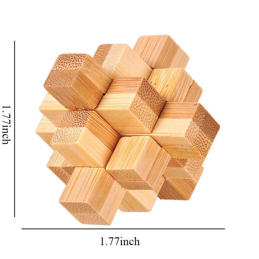 Wooden Kong Ming Lock Puzzle – 3D IQ Brain Teaser for Adults 1384 - The Puzzle Mind
