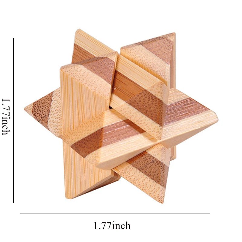 Wooden Kong Ming Lock Puzzle – 3D IQ Brain Teaser for Adults 1384 - The Puzzle Mind