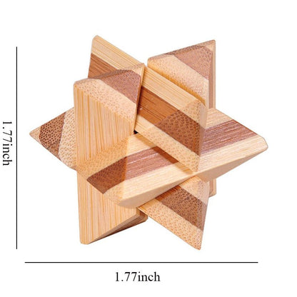 Wooden Kong Ming Lock Puzzle – 3D IQ Brain Teaser for Adults 1384 - The Puzzle Mind