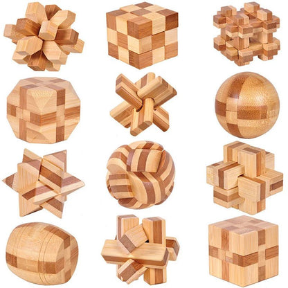 Wooden Kong Ming Lock Puzzle – 3D IQ Brain Teaser for Adults 1384 - The Puzzle Mind