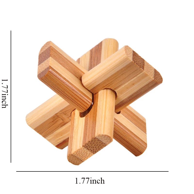 Wooden Kong Ming Lock Puzzle – 3D IQ Brain Teaser for Adults 1384 - The Puzzle Mind