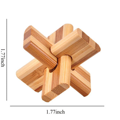 Wooden Kong Ming Lock Puzzle – 3D IQ Brain Teaser for Adults 1384 - The Puzzle Mind
