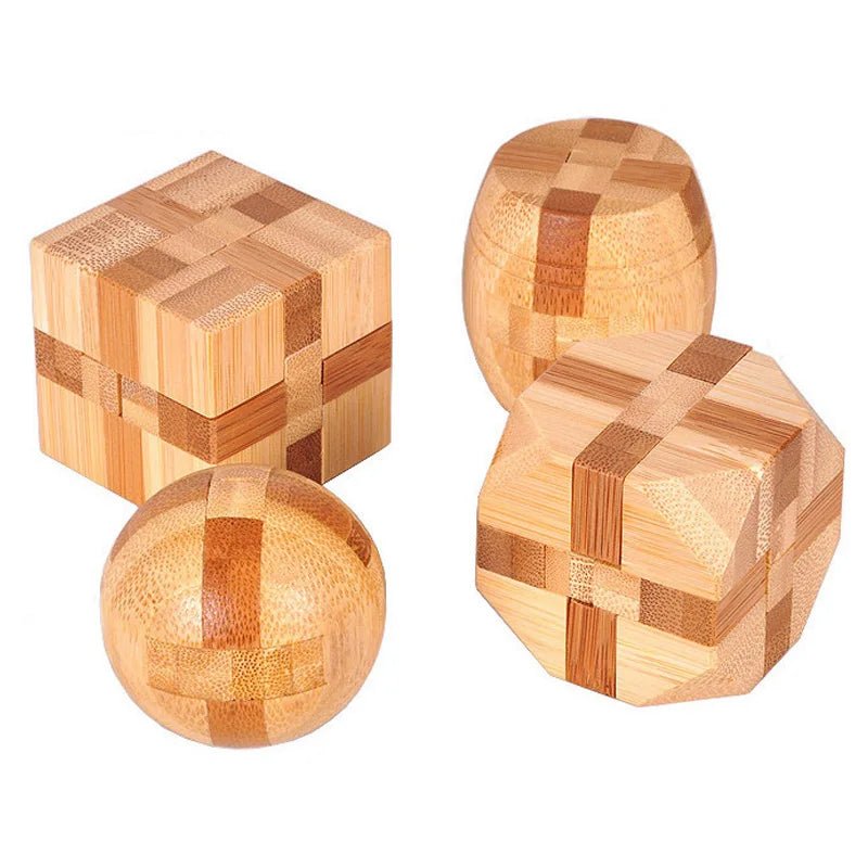 Wooden Kong Ming Lock Puzzle – 3D IQ Brain Teaser for Adults 1384 - The Puzzle Mind