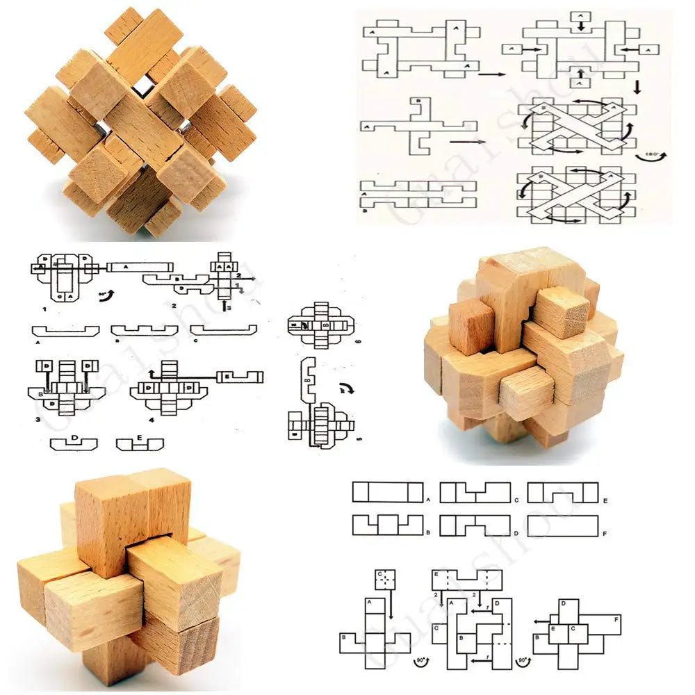 Wooden Kong Ming Lock Puzzle – 3D IQ Brain Teaser for Adults 1384 - The Puzzle Mind